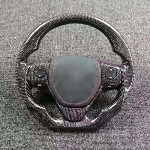 Cuatomized Full Carbon Fiber Sports Steering Wheel Alcantara Leather compatible for Toyota Avalon Camry Corolla 2016-2020