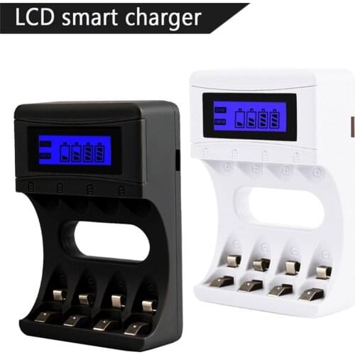 4 Slots Smart LCD Display Intelligent Battery Charger For AA / AAA NiMh NiCd Rechargeable Batteries