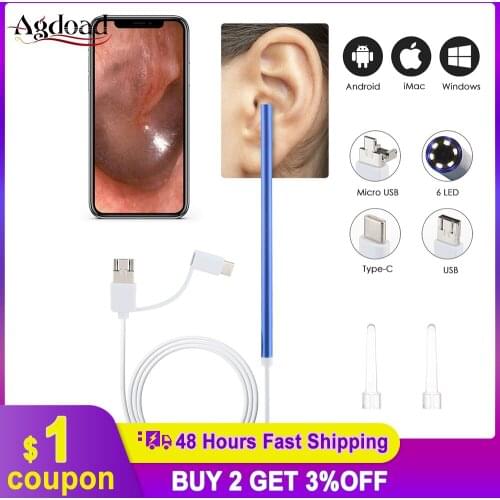 WiFi Otoscope 5.5mm Ear Cleaning Endoscope Spoon Mini Camera Ear Wax Removal Visual Mouth Nose Ear Care Tool for Kids Adults