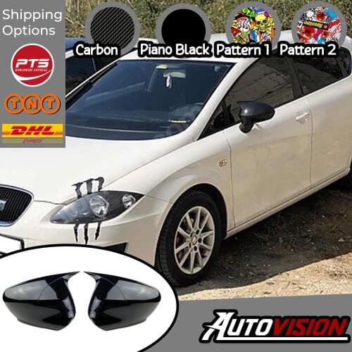 Mirror Cover For Seat Leon Mk2 2009 2010 2011 2012 Accessory Bright Black BATMAN Case CAR