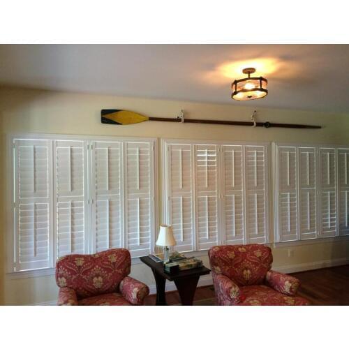 Custom Basswood Plantation Shutters Wooden Blinds Solid Wood Shutter Louvers PS244
