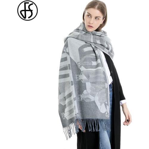 FS New Brand Designer Scarf Women Long Tassel Neck Head Warm Winter Fashion Future Sense Pattern Soft Pashmina Cashmere Shawl