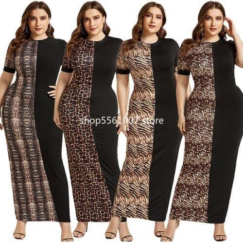 S-5XL Plus Size African Summer Maxi Long Dress Women Fashion Leopard Print Bodycon Maxi Dress Sexy Club Party Dresses Vestidos