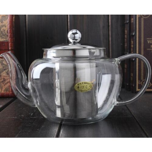 1PC 600ml Apple Shape Glass Teapot Elegant Cup Glass Tea Set Flower Tea Cup Stainless Steel Filter Glass Teapot EJN 1016