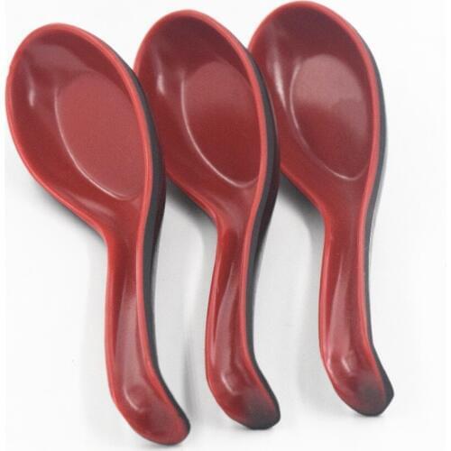 1PC Red Black Color Home Flatware Japanese Plastic Bowl Soup Porridge Spoon Hot