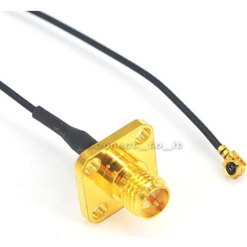 10 pieces/lot) 20cm RP-SMA female 4 hole panel mount to ufl/Ipx goldplated connector Pigtail Cable 1.13