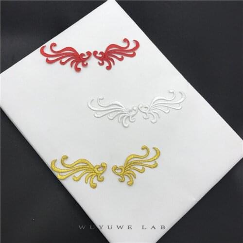 2pairs Gold Red White Retro Iron on Appliques In Garments Steamers Clothing Embroidery Patch Fabric Sticker Iron on Patch Craft