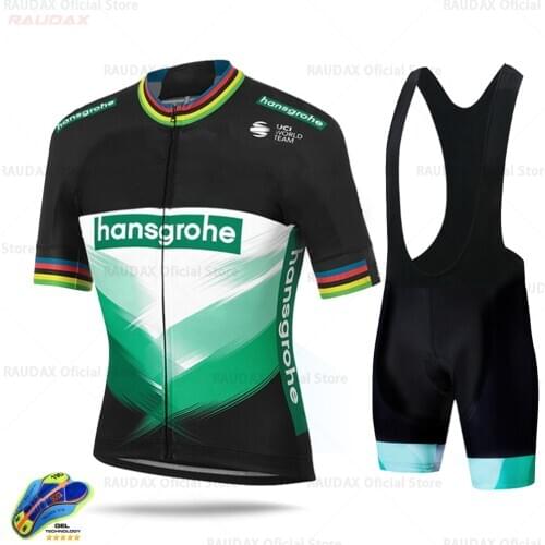 2021 Boraful Hansgrohe Ropa Ciclismo Hombre Summer Cycling Jersey Breathable Men Short Sleeve Shirt Bike Bib Shorts 19D Gel Pad