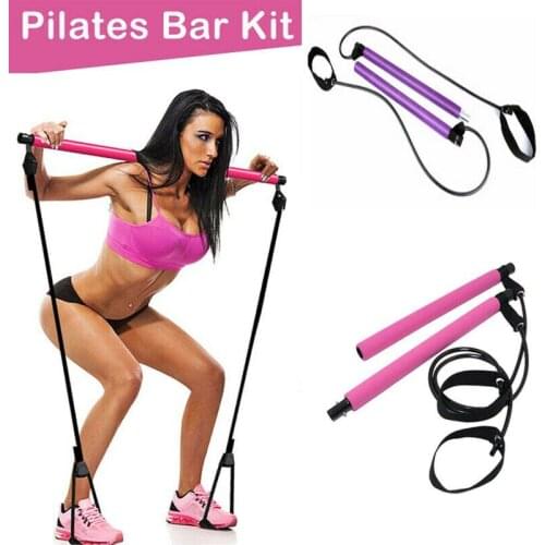 2021 Newest Arrival Portable Pilates Bar Stick Fitness Exercise Bar Yoga Gym Stick w/Resistance Band