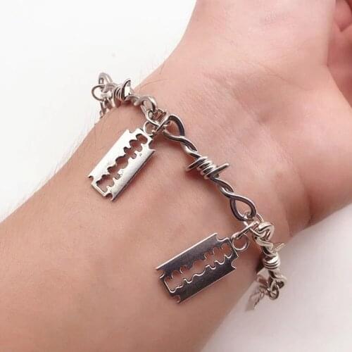 2021 Trend Wire Brambles Iron Unisex Choker Bracelet Women Gothic Punk Blade Barbed Wire Little Thorns Bracelets On Hand Gifts