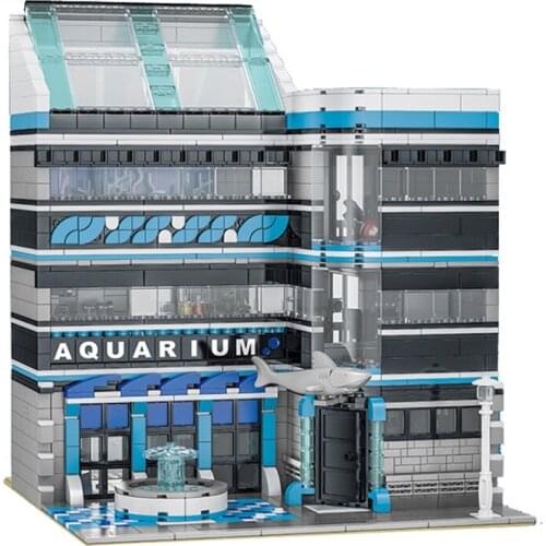 2249PCS City Street View Aquarium Ocean Museum Model Building Blocks Moc Architecture Bricks Set Toys for Children Xmas Gifts