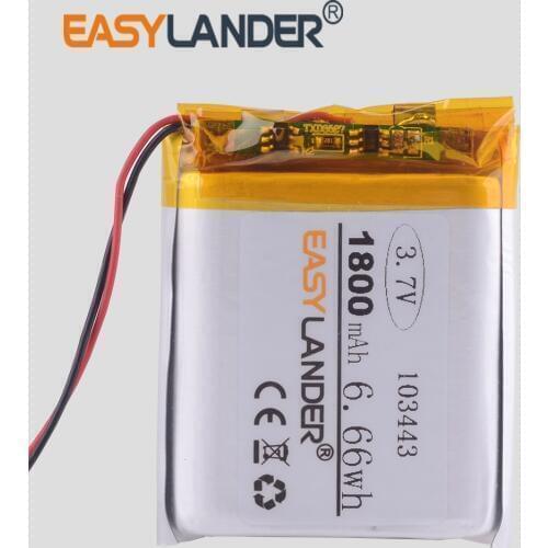 3.7V lithium polymer battery 103443 1800MAH 103545 Gamepad MP3 player DVR MP5 GPS navigator registrar navigator video recorder