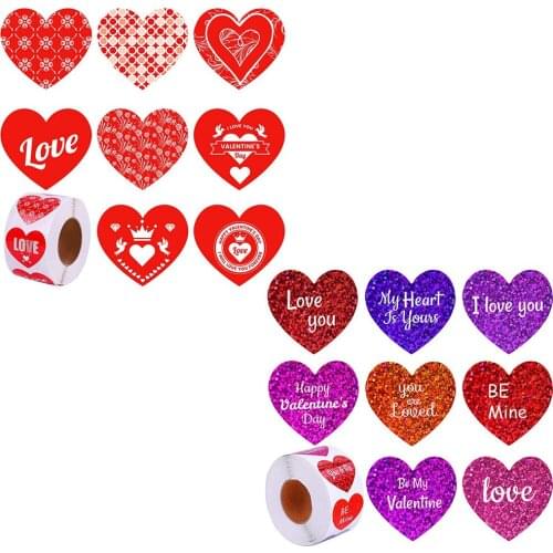 500pcs/roll Heart Red Stickers Seal Labels Business Stickers Scrapbooking For Package Wedding Decoration Stationery Sticker