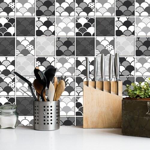 6pcs Anti-oil Mosaic Self Adhesive Tile Wall Sticker for Kitchen Bathroom Wall Tile Decals Peel and Stick Tile Stickers