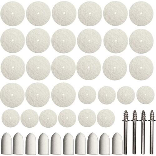 64Pcs Felt Polishing Wheel Buffing Grinding Pad for Rotary Tools Mixed Set for Plastic Gl Metal Jewelry