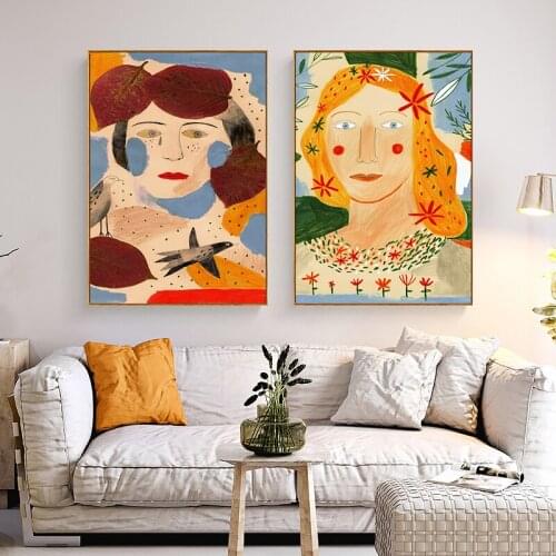 Abstract Women Line Drawing Nordic Posters Prints Modern Canvas Painting Wall Art Flower Girl Wall Picture Bedroom Home Decor