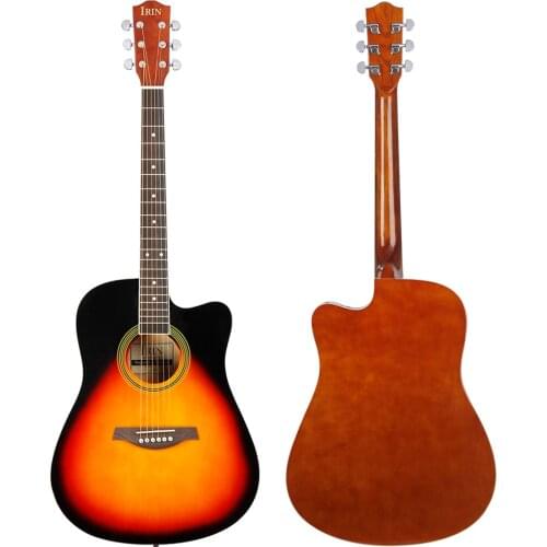 41 Inch Acoustic Guitar 6 Strings Folk Guitar Beginners Kids Musical Instrument Sunset Color Basswood Guitar With Capo Picks Bag