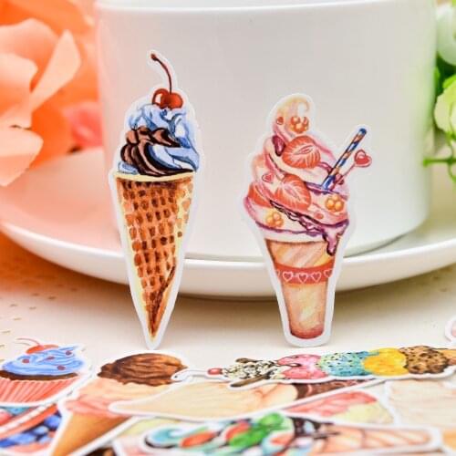 40pcs Self-made Ice Cream Sticker Handbook Peripheral cake Food Diary Korean Edition Cute Diy Album Decoration Notbook