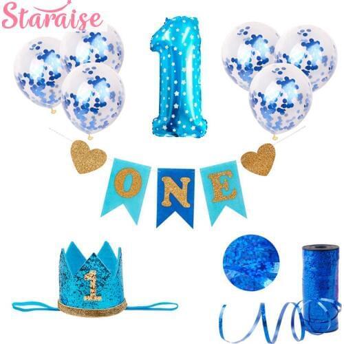 Staraise First Birthday Boy Party Decor 1st Birthday Party Decor for Kids 1 Year 1 Birthday Boy Decorations Baby Shower