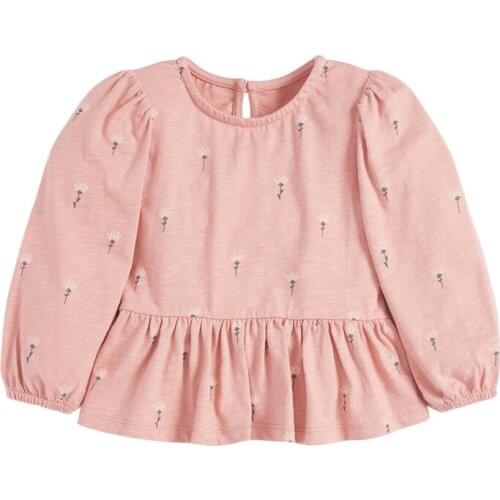 Kids 2021 Autumn Brand Fall Clothes Children Flower Print T Shirt Casual Cotton Long Sleeve Tops for Toddler Girls 2-7 Years