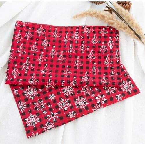 Red Scottish Polyester Cotton Fabric By Half Yards Table Cloth Christmas Decoration 45*145cm TJ0520