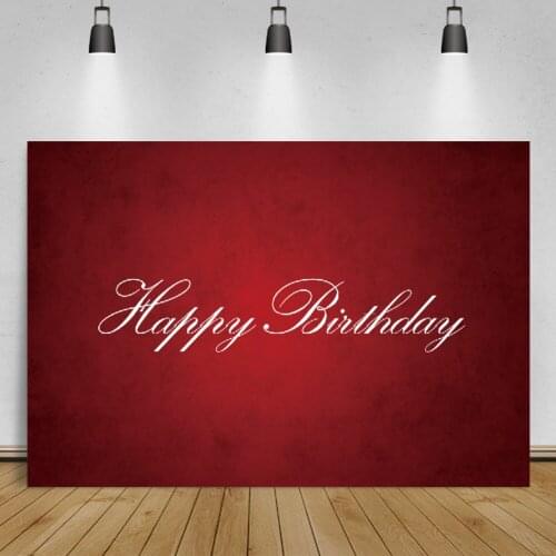 Laeacco Red Backdrop For Photography Gradient Solid Color Happy Birthday Party Seamless Pattern Photography Background Photocall