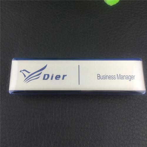 10pcs/lot 70*20mm magnet badge holder durable customized logo name badges/tags with stainless steel plate/ epxoy surface
