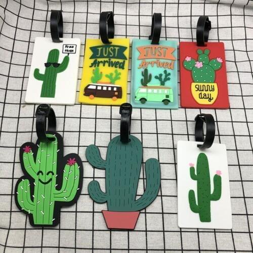 Cartoon Cactus Creative Luggage Tag Silica Gel Fashion Travel Accessories ID Identifier Label Tag Address Holder travel Design