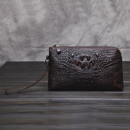 Crocodile Pattern cow Leather Mens envelope Bag Genuine Leather Men Clutch Bag Long Purses Fashion Cowhide Business Man Handbag