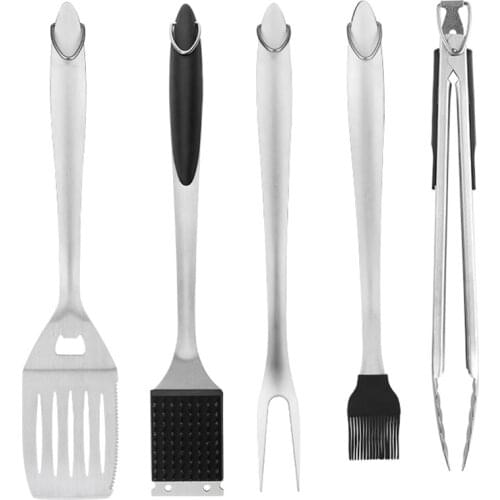 5Pcs Professional Grill Accessories Tools Basic BBQ Tools Set for Backyard Restaurant Outdoor Kitchen Deluxe Grill Gift