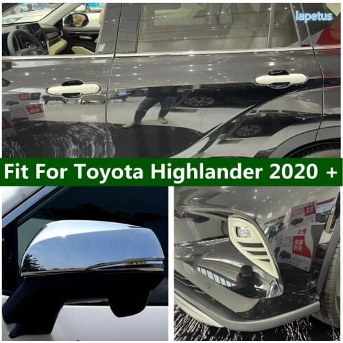 Front Fog Lamp Frame Overlay / Door Handle / Rearview Mirror Cover Trim For Toyota Highlander 2020 2021 2022 External Spare Part