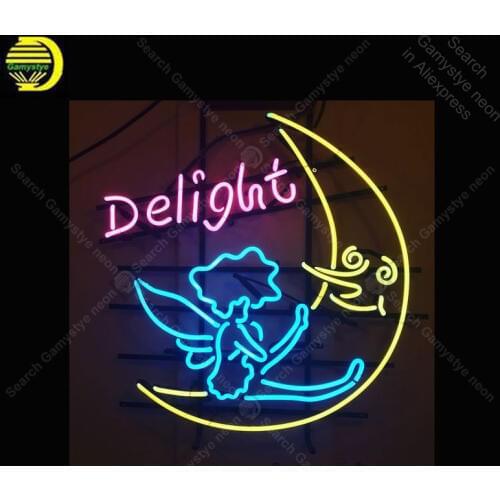Neon sign For Delight moon and Cupid Neon Bulbs sign Iconic Beer Bar Handcraft Custom Lamps advertise Letrero enseigne lumine