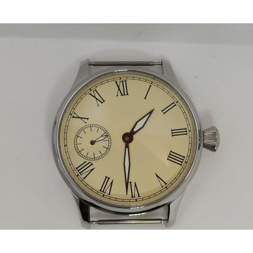 New 316 Stainless Steel Transparent Back 44MM Watch Case Add Dial And Hands Luminous Fit ETA6497 ST36 Mechanical Movement