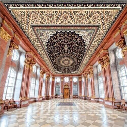 Beibehang Custom wallpaper large upscale European marble ceiling carpet pattern thickening floor painting papel de parede 3d