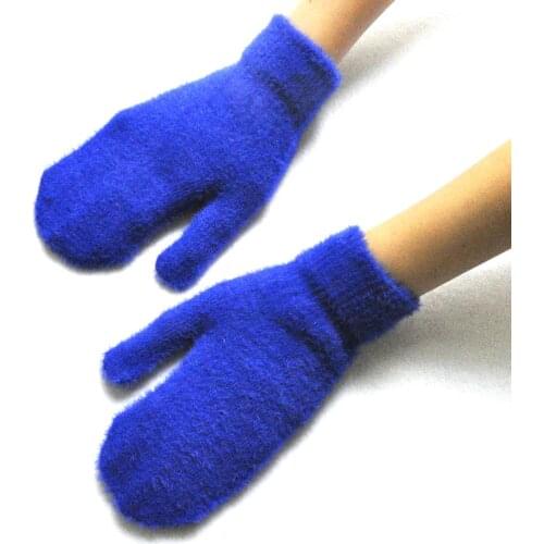 Adult mens and womens winter cold-proof and warm knitted gloves, imitation mink fur, plus velvet thickened woolen gloves