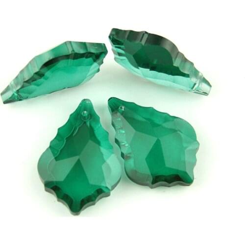 38mm-76mm Zircon Green Crystal Glass Chandelier Crystal Maple Leaf Crystal Hanging Pendant For Lamp Part