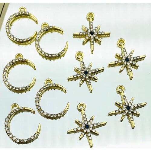 10Pcs Gold Color Stars Moon Charms Pendant DIY Jewelry Making Moon Star Earring Jewelry Accessorie Wholesale DIY Earring Finding