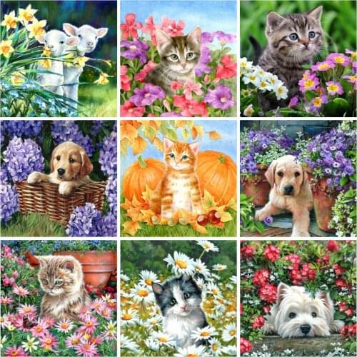 Full Square 5D Diy Diamond Painting Dog Cross Stitch Diamond Embroidery Animals Cat Picture Rhinestone Handmade Hobby Home Decor