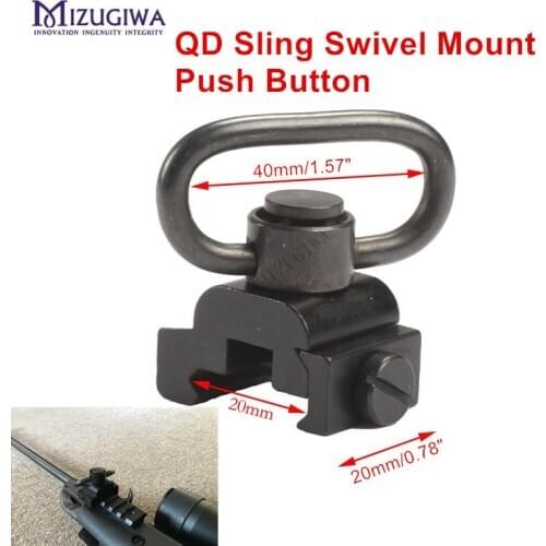 QD Sling Swivel Mount Push Button Quick Release 1.25" Sling Swivel Adapter Mount Set for 20mm Picatinny Rail Rifle Sight Hunting