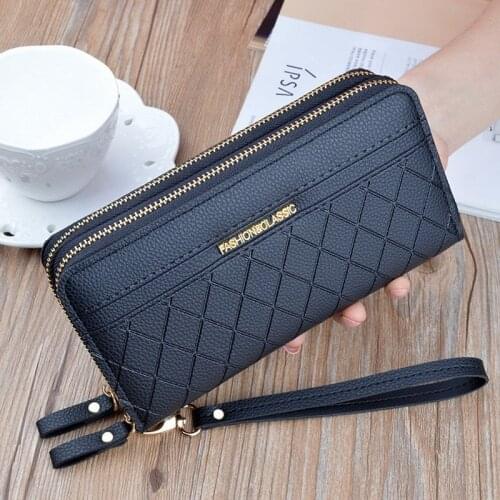 Geometric Luxury Women Leather Wallets Long Zipper Tassel Coin Purses Phone Pocket Clutch Female Patchwork Credit Card Holder