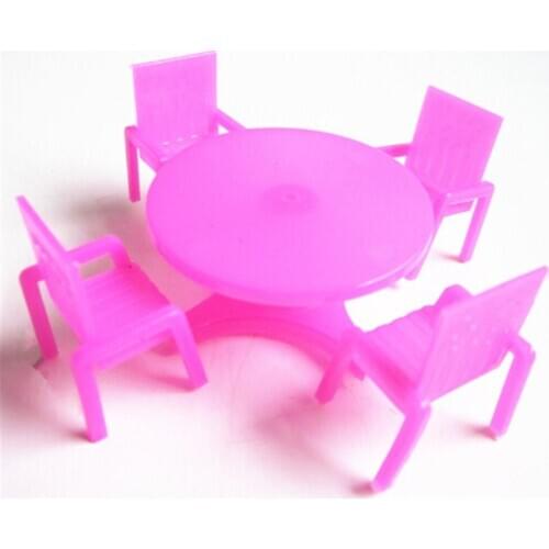 Rose Dollhouse 1/12 Scale Miniature Dining Chair Table Furniture Set For Doll House Kitchen Food Furniture Toys Whosesale