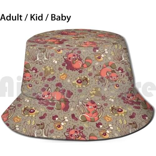 Red Pandas And Maple Leaves Sun Hat Foldable UV Protection Red Panda Japanese Maple Maple Fall Leaves