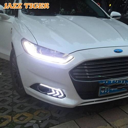 LED Daytime running lights For Ford Mondeo Fusion 2013 2014 2015 2016 Drl with turn signals for cars auto fog lights headlights