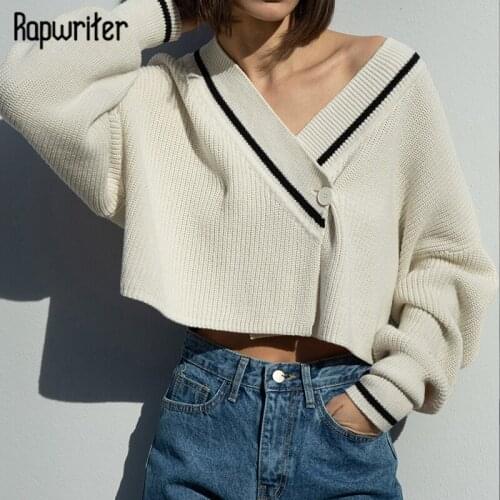 Rapwriter Stripe Patchwork Sweater Korean Preppy Cardigan Women Vintage Button Crop Top Classic England Knitted Jumpers Fashion