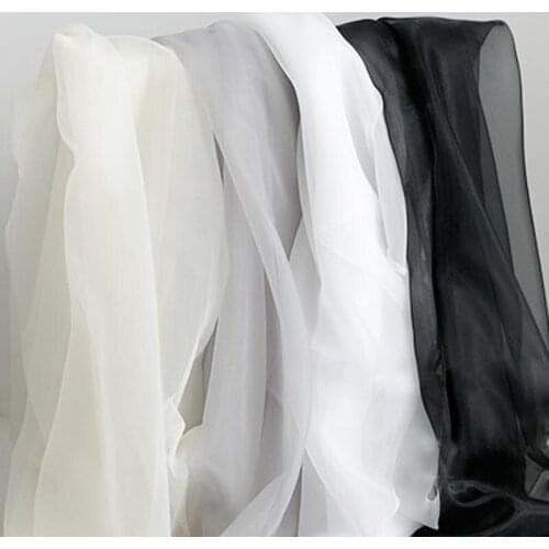 Organza Fabrics Apricot Black White Light Gray Transparent Thin Gauze For Summer Blouse Wedding Dress Tulle Veil Craft Lining