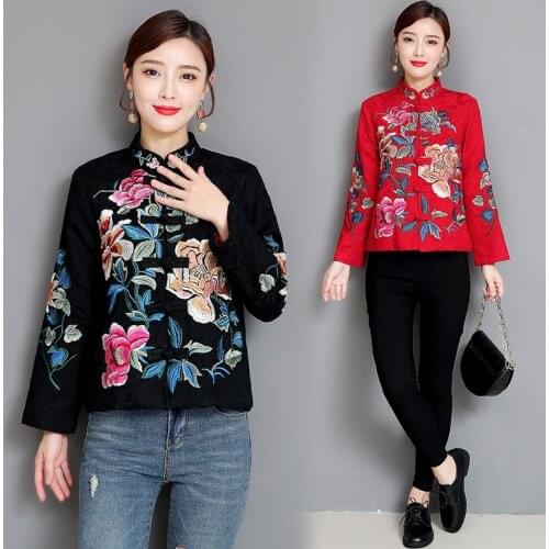 Spring autumn new Chinese style national style plus size embroidered jacket mom jacket women coats and jackets women coat women