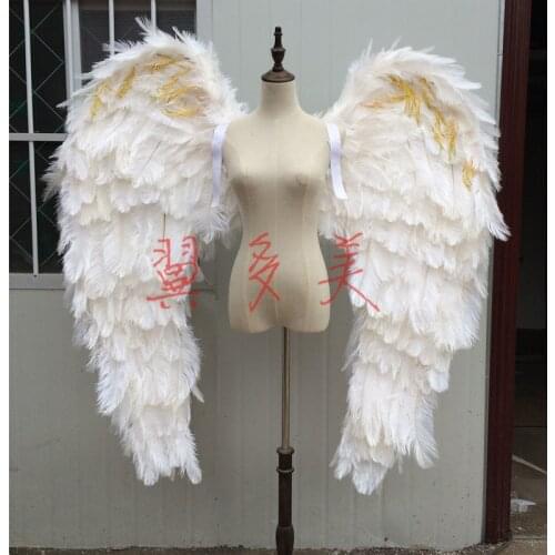 High quality adults Luxurious shooing props white Ostrich feather Angel wings Stage Car show performance costumes 130cm