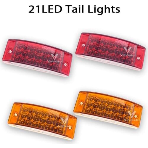 2Pcs Waterproof for Car Truck Lorry 21LED Tail Light Trailer Brake Rear Warning Flowing Indicator Blinker 12V -24V Stop Lamp