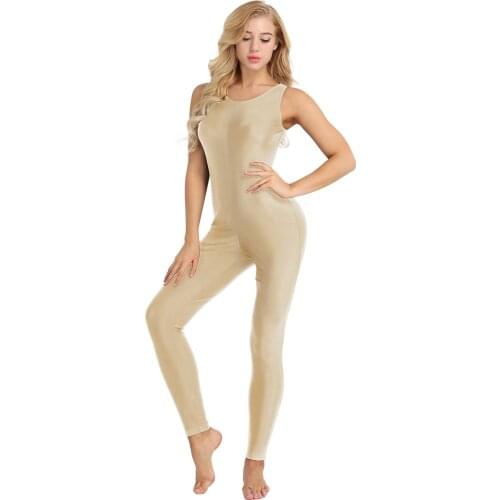 Women Sleeveless Stretchy Gym Dancewear Bodysuit Romper Adults Gymnastics Leotard Sports Jumpsuit Ballet Practice Dance Costume