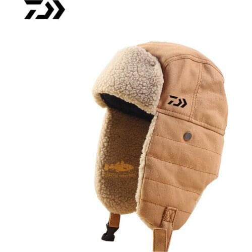 DAIWA Fishing Winter Thermal Hats Men Women Fashion Ear Protection Windproof Ski Cap Face Mask Warm Velvet Thick Couple Hat
